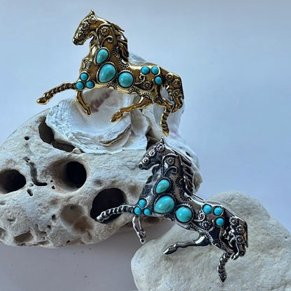 Broche: Paard turquoise