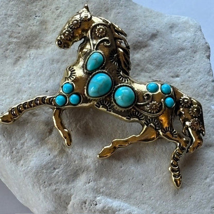 Broche: Paard turquoise