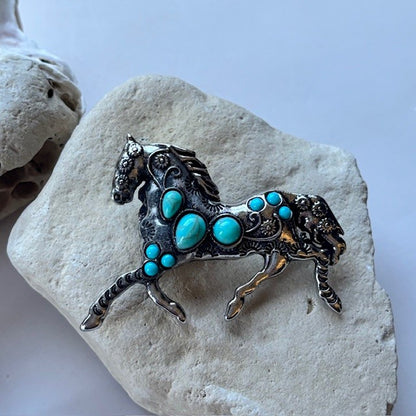 Broche: Paard turquoise