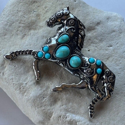 Broche: Paard turquoise