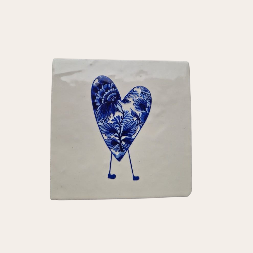 Tegel: Hartje op pootjes delftsblauw