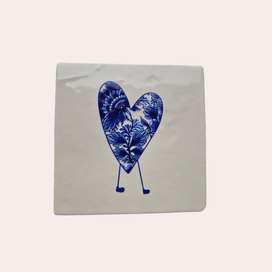 Tegel: Hartje op pootjes delftsblauw