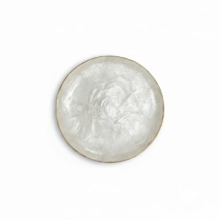 Capiz Schaaltje Rond – Parelmoer & Gouden Rand