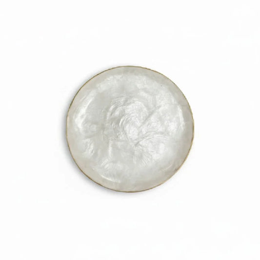 Capiz Schaaltje Rond – Parelmoer & Gouden Rand