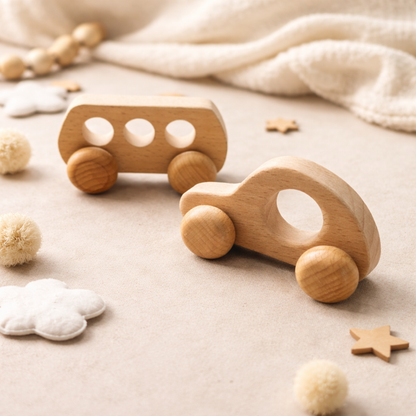 🚗 Houten Baby Auto / Bus – Speels & Tijdloos