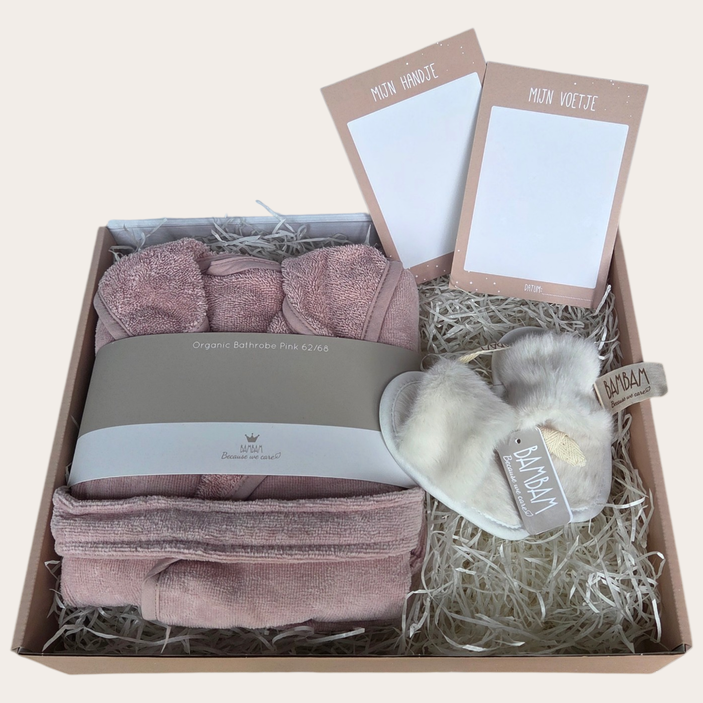 🎁 Baby Cadeaubox Badjas & Slofjes – Kraamcadeau Meisje