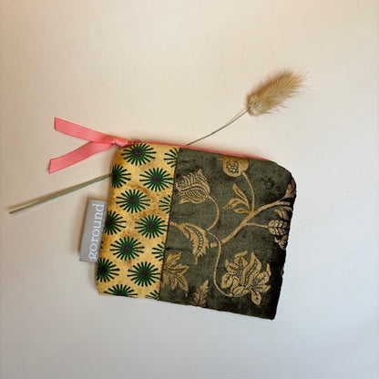 Velvet toilettas/etui (groen/goud/rose)