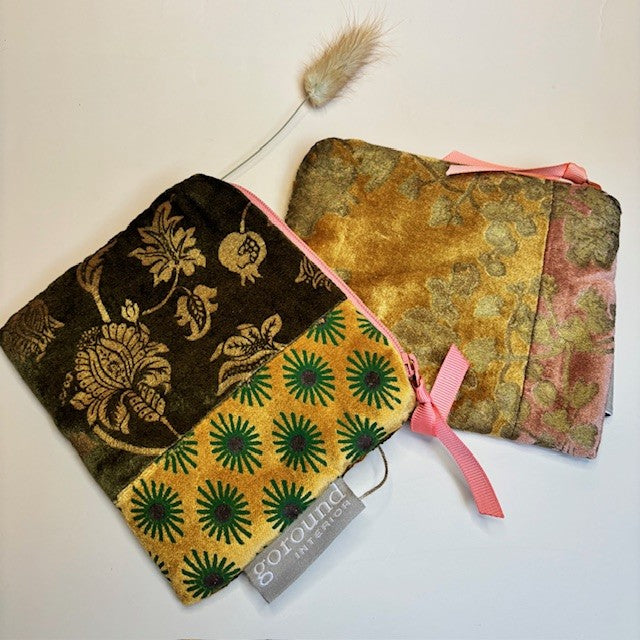 Velvet toilettas/etui klein (rose/goud/groen))