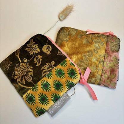 Velvet toilettas/etui klein (rose/goud/groen))
