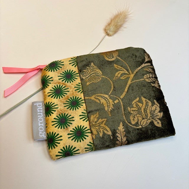 Velvet toilettas/etui (groen/goud/rose)