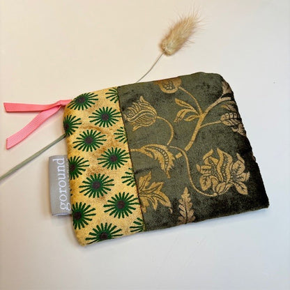 Velvet toilettas/etui (groen/goud/rose)