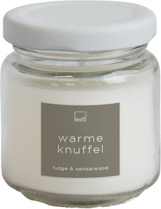 LEEFF Kaars met de tekst: Warme knuffel